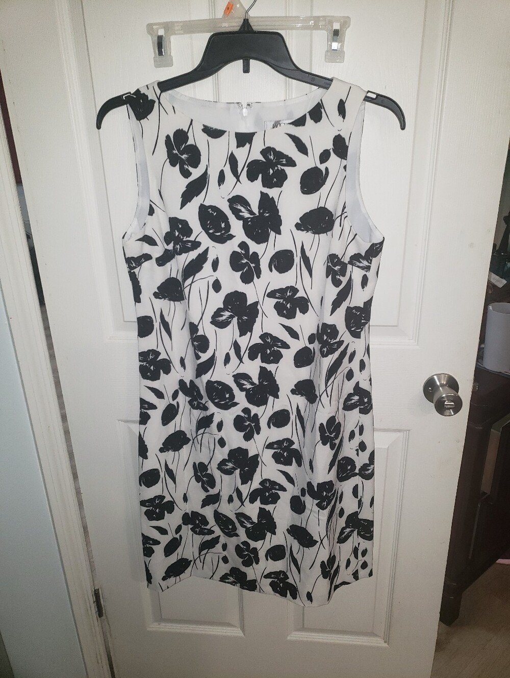 Kasper Black and White Floral Midi Dress